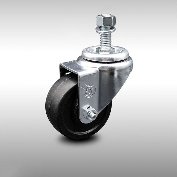 3 Inch SS Soft Rubber Wheel Swivel 12mm Threaded Stem Caster